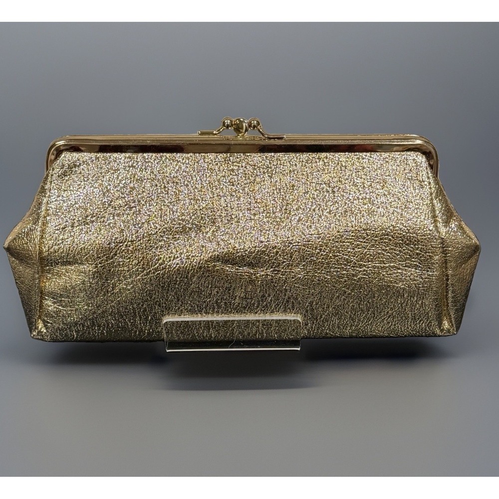 Vintage Gold Clutch Purse By St Thomas with 2 Inside Compartments 10 X 5 VGUC